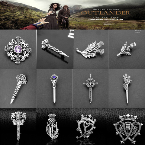 Outlander Brooch Pins Scotland Thistle Sword Weapon Brooches Jewely Cute Vintage Metal Lapel Pin Gifts for Women Party Accessory ► Photo 1/6