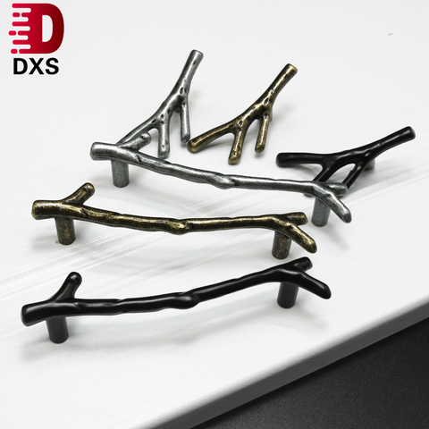 DXS Tree Branch Furniture Handle  96mm 128mm Black Silver Bronze Kitchen Cabinet Handles Drawer Knobs Door Pulls Hardware ► Photo 1/6