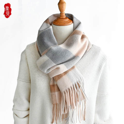 100% cashmere scarf men women classic light plaid narrow short scarves soft fashion casual thin warm winter shawl luxury gift ► Photo 1/1