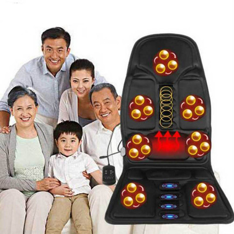 Car Home Office Full-Body Massage Cushion Heat 7 motors Vibrate Mattress Back Neck Massage Chair Massage Relaxation Car Seat 12V ► Photo 1/6