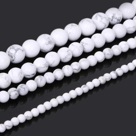 Natural Stone White Howlite Turquoises Round Loose Beads 15