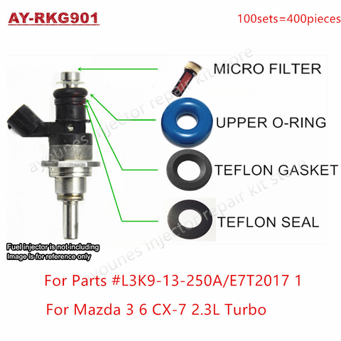 Free Shipping 6Sets For Mazda 3 6 CX-7 2.3 Turbo GDI Fuel Injector Repair Servince Kits For L3K9-13-250A E7T2017 1 For AY-RKG901 ► Photo 1/2