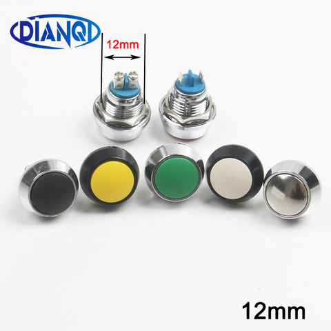 12mm waterproof Momentary 1NO domed push button switch pin/screw terminal reset button Alumina black button on-off micro switch ► Photo 1/5