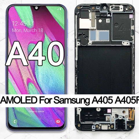 100% Super AMOLED For Samsung A40 LCD 2022 A405 LCD display touch Screen Digitizer Assembly with frame replacement repair parts ► Photo 1/6