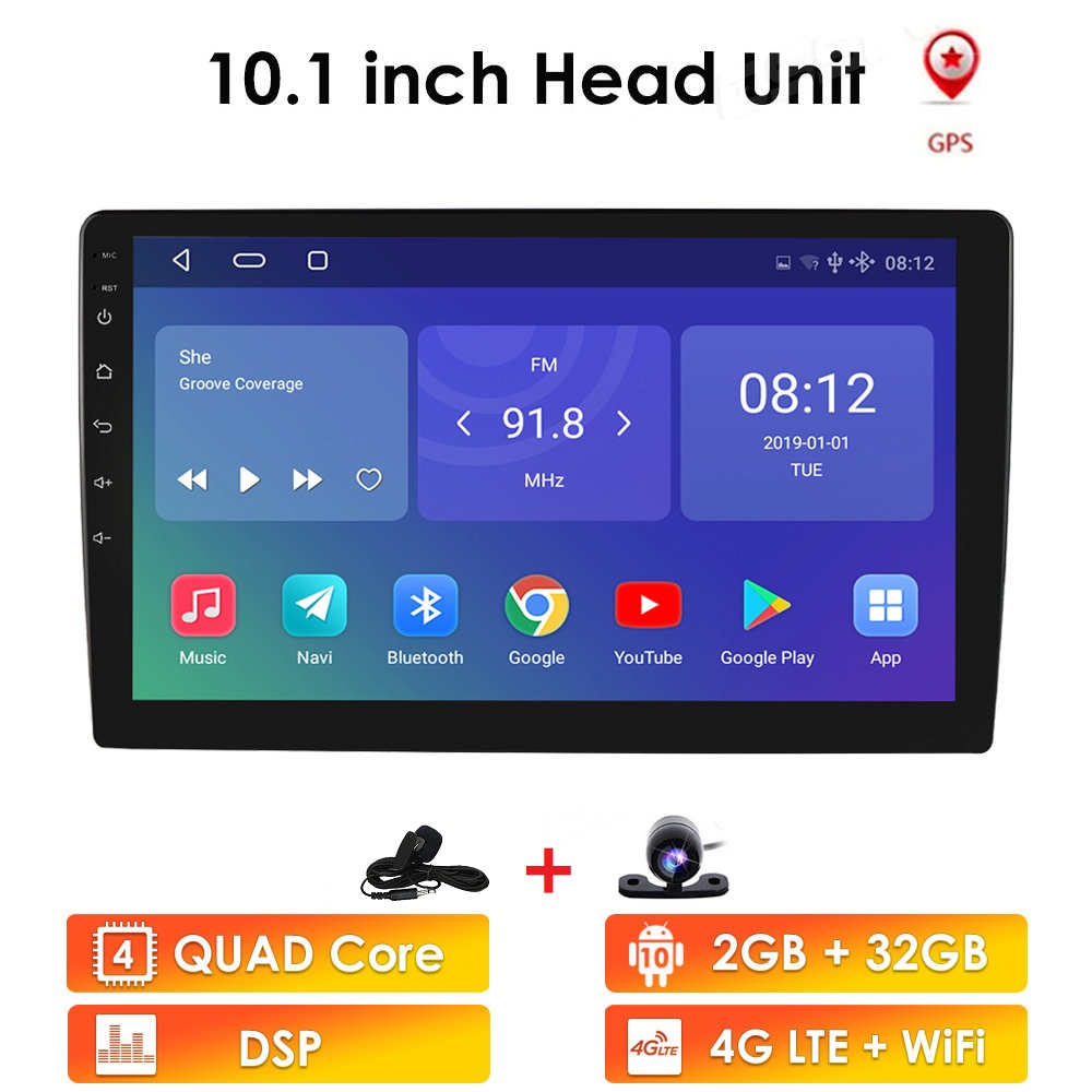 2 DIN 10.1"MP5 Player GPS Wifi Android 8.0 Bluetooth Car Stereo Radio Core 1+16G