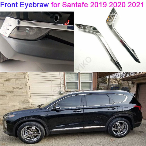 For Hyundai Santafe Santa fe 2022 ABS Chrome Front Foglight Fog Light Lamp Cover eyebraw Trim Frame Sticker Exterior Accessories ► Photo 1/6