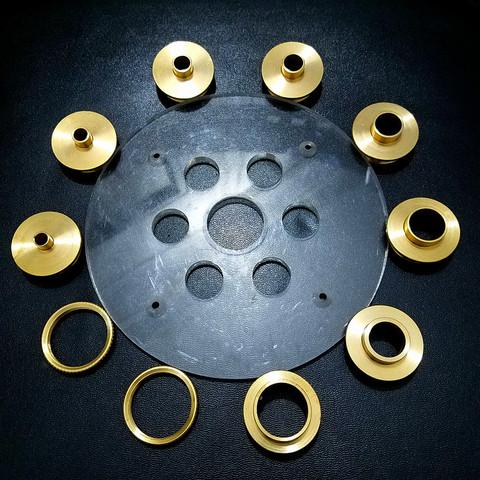 10PCS Brass Router Plate Guide Bushings + Round Base bottom Plate For Woodworking Trimming Machine Router Table Insert Plate ► Photo 1/6