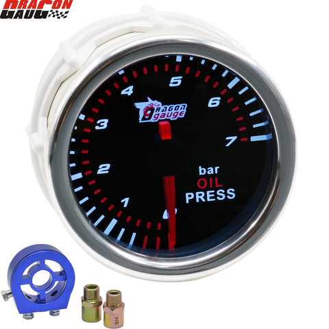 Dragon Gauge 52mm Auto Racing Car Modification Oil Pressure Gauge 0-7 Bar With Sensor Oil Press Meter Free Shipping ► Photo 1/6