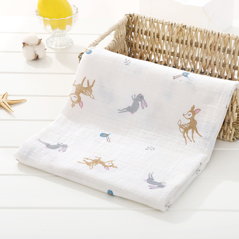 Soft Muslin 100% Cotton Baby Blanket Cute Cartoon Newborn Blankets Bath Gauze Infant Wrap Sleepsack Stroller Cover Play Mat ► Photo 1/6