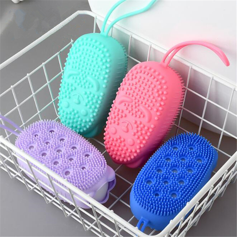 Silicone Body Scrubber Soft Bubble Bath Brush Shower Exfoliating Sponge Massager Skin Cleaner Cleaning Pad Bathroom Accessories ► Photo 1/6