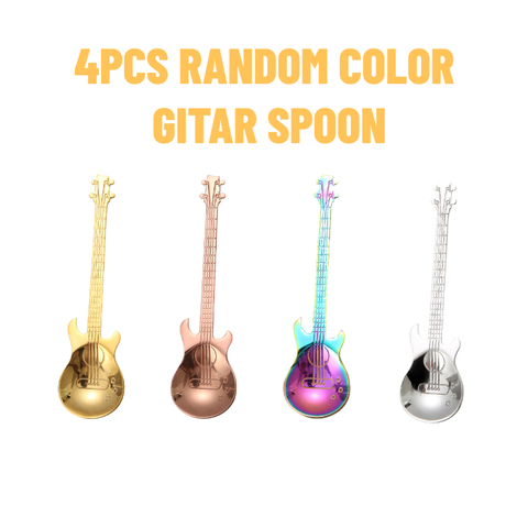 4PCS Guitar Coffee Teaspoons 304 Stainless Steel Musical Teaspoons Mixing Spoons Sugar Spoon Quality Tableware Party gift ► Photo 1/1