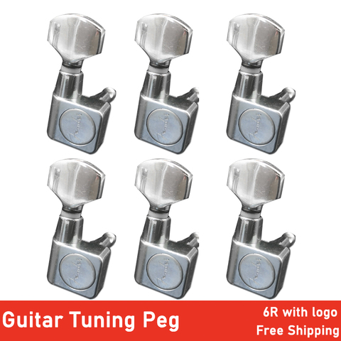 6R Square Guitarra Peg Locking String Guitar Tuning Pegs Key Tuner Machine Head for FD ST Electric Guitar Silver with Logo ► Photo 1/6