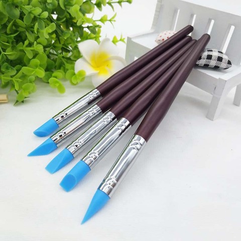 5pcs/set Nail Art Pottery Clay Tools Carving Sculpture Sculpting Tools Cake Oils Engraving Rubber Craft Pen Brushes ► Photo 1/6