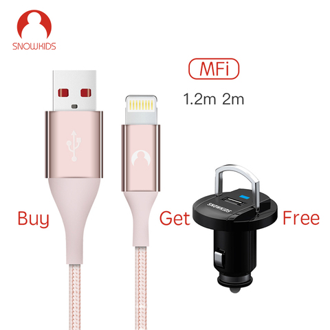 Snowkids MFi Certified Cable for iPhone 11 X 8 7 6 5 XR XsMax  for Lightning to USB  (Buy Cable Get Car Charger Free) Lady Cable ► Photo 1/6