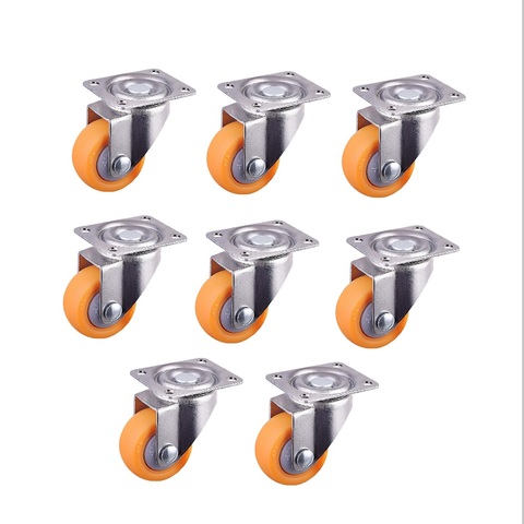 8x Nylon All Swivel Caster Wheels Plate Caster For Trolleys, Orange 32mm 17kg ► Photo 1/1