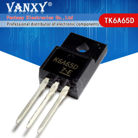 10pcs TK6A65D TO-220F K6A65D TO-220 TK6A65 TO220F MOSFET N-Ch FET 650V 4.0s IDSS 10 uA .95 Ohm ► Photo 1/2