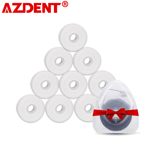 AZDENT 10Rolls Dental Flosser Built-in Spool Wax Mint Flavored Europe Replacement Flat Wire Dental Floss 50M/Roll Total 500M ► Photo 1/6
