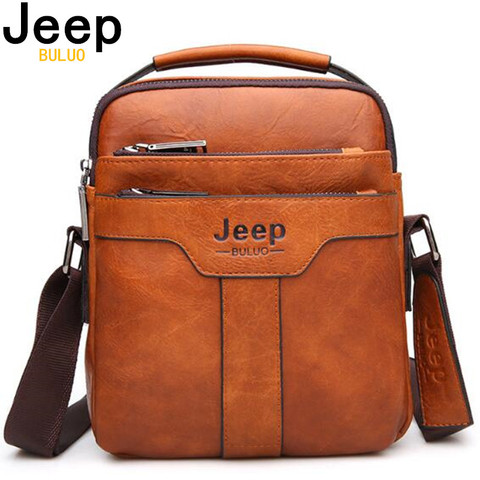 JEEP BULUO Men Messenger Bags Large Capacity Handbag For Man Spliter Leather Shoulder Bag Crossbody Brown Business Male Gifts ► Photo 1/6