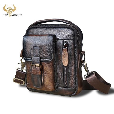 2022 Natural Leather Male Vintage Design Shoulder Messenger bag Fashion Cross-body Bag 8