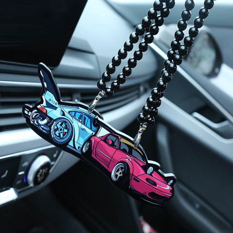Double-sided acrylic Car model Car Rear view mirror pendant Hanging Ornaments Car Pendant creative graffiti Auto Mirror Decorati ► Photo 1/6