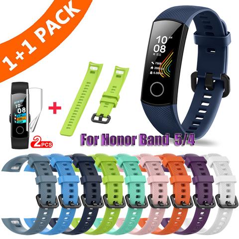 Silicone Wrist Strap For Huawei Honor Band 4 Smart Accessories Wristband Strap For Honor Band 5 Bracelet With Protective Film ► Photo 1/6