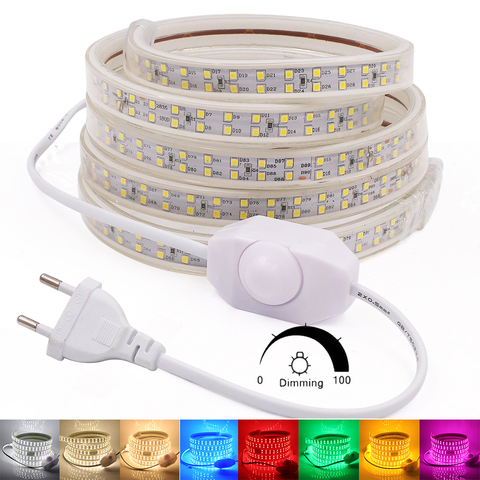 220V LED Strip Dimmerable IP67 Waterproof High Brightness Flexible LED Light Blue Pink Red Green White 2835 LED Strip Light ► Photo 1/6