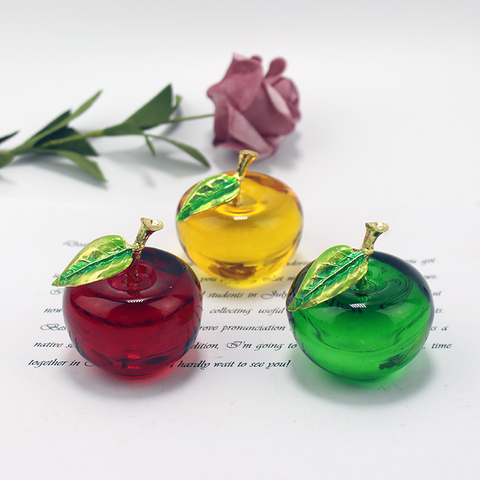 50MM Crystal Red Apple Model Glass Paperweight Figurine Miniature Gifts Table Decor ► Photo 1/6