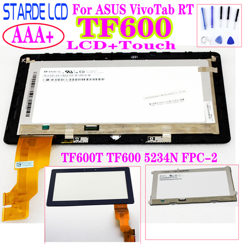For ASUS VivoTab RT TF600T TF600 TF600TG 5234N FPC-2 LCD Displa;y Touch Screen Digitizer Assembly Replacement Part ► Photo 1/4