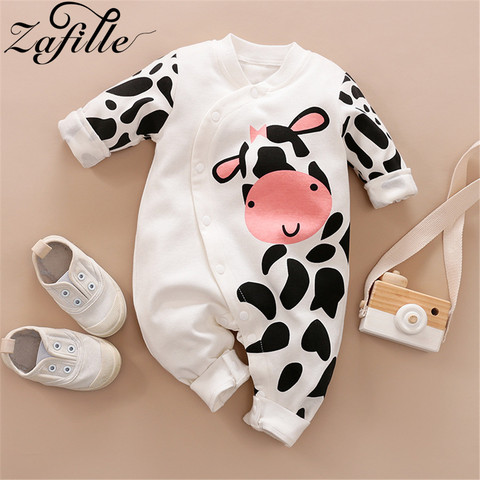 ZAFILLE Cartoon Cow Baby Romper Animal Baby Winter Jumpsuit Cotton Crawlers for kids Winter Overalls For Newborn Baby Clothes ► Photo 1/6