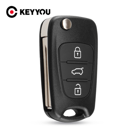 KEYYOU Car Key Shell Replacement 3 Buttons  Flip Remote Key Case Blank Cover Kia Rio 3 Picanto Ceed Cerato Sportage K2 K3 K5 ► Photo 1/6