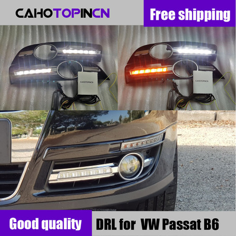 Super bright Waterproof car light DRL LED Daytime Running Lights with fog lamp hole For VW Volkswagen Passat B6 2007 2008 2009 ► Photo 1/6