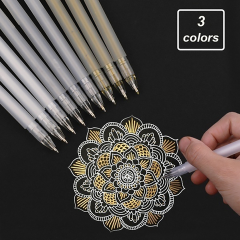 3Pcs Premium White Gel Pen Set 0.6mm Fine Tip Sketching Pens for Artists Black Papers Drawing Design Illustration Art Supplies ► Photo 1/6