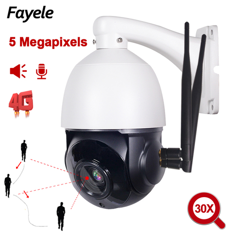 5MP 3G 4G WiFi IP Camera Outdoor Dome Auto Tracking PTZ Camera 30X Zoom IR 80M Wireless CCTV Onvif POE Camera SD Storage CAMHI ► Photo 1/6