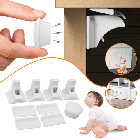 Magnetic Lock Protection From Children Door Stopper Baby Safety Cabinet Door Lock Kids Drawer Door Lock Security Invisible Locks ► Photo 1/6