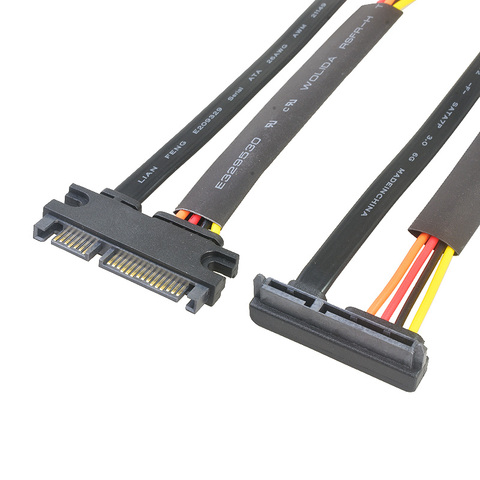 15cm SATA 22 Pin Male To Female 90 degrees Sata Extension Cable SATA 6Gb/s 22 Pin Male to Female 7+15 Pin SATA Data HDD Power ► Photo 1/5