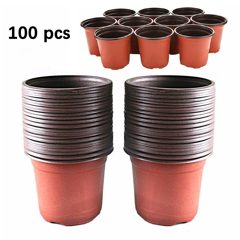 100pcs Plant Flower Pots Plastic Starting Two-Tone Universal Soft Flowers Nursery Seeds Storage Pot Container Garden Decoration ► Photo 1/4