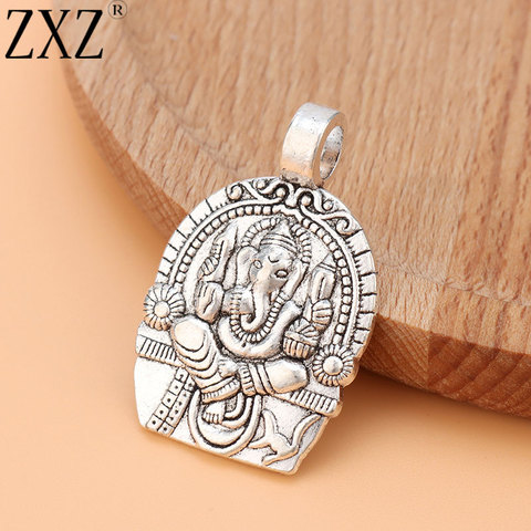 ZXZ 5pcs Tibetan Silver Ganesha Elephant God of Beginnings Charms Pendants Jewelry Findings 38x24mm ► Photo 1/3