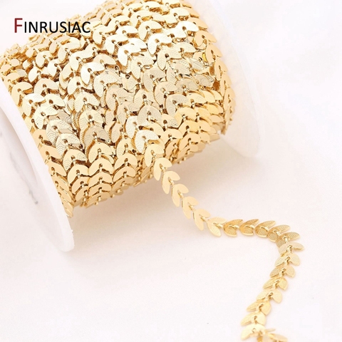 Jewellery Making Supplies 14K Real Gold Plated Brass Leaf Chain For Jewelry Making DIY Necklace Earrings Bracelets Chain Spool ► Photo 1/6