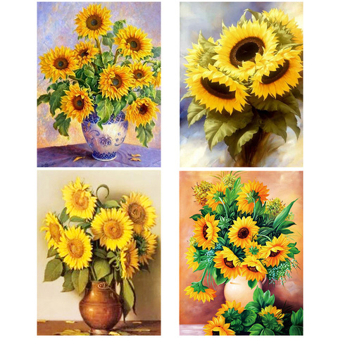 Full Square Diamond Embroidery Sunflowers 5D DIY Diamond Painting flower Cross Stitch Kit Mosaic Rhinestone Garden Home Decor ► Photo 1/6