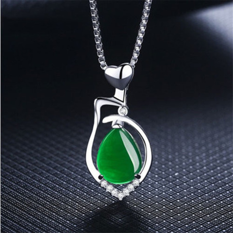 s925 silver necklace female natural agate pendant sleeve chain Korean version jade red emerald fashion hundred snake bone chain ► Photo 1/1