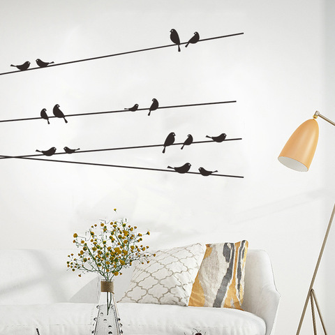 Black Birds on the Wires PVC Wall Stickers Art Design Stickers Home Decoration Wall Decals Glass Window Sticker for Kids Room ► Photo 1/6