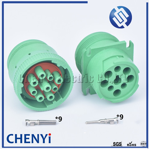 Green Deutsch 9 pin waterproof auto connector Diagnosctic Tool  circular Connector HD16-9-1939S HD10-9-1939P for Track J1939 ► Photo 1/6