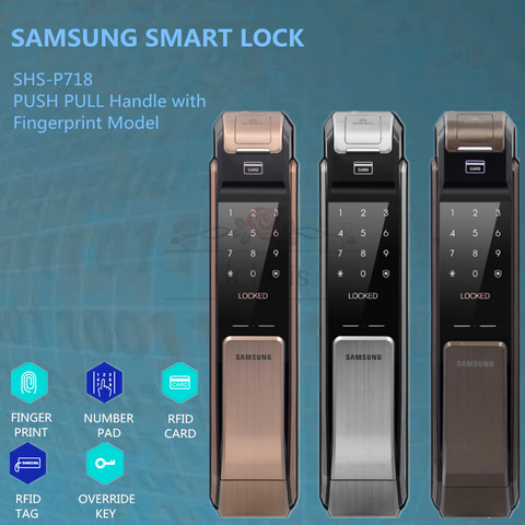 Samsung SHS-P718 Push Pull Handle With Fingerprint Digital Smart Home Lock and Rfid Card Verification ► Photo 1/6