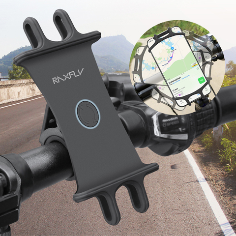 RAXFLY Silicone Bike Phone Holder Motocycle Bicycle Handlebar Mount GPS Holder For Phone Mobile Stand For iPhone 12PRO XR 8 7 XS ► Photo 1/6