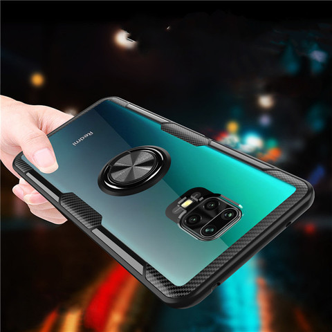 For Xiaomi Redmi Note 9S Case Luxury Car Magnetic Ring Transparent Clear Glass Stand Holder Case for Redmi Note 9 Pro Max Cover ► Photo 1/6