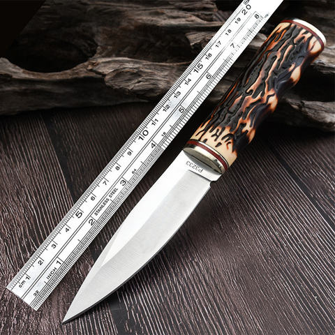 Free shipping  kitchen knife Camping Hunting Tactical Survival Knife Fixed Blade sheep antlers Handle Sharp Edge Outdoor knife ► Photo 1/6