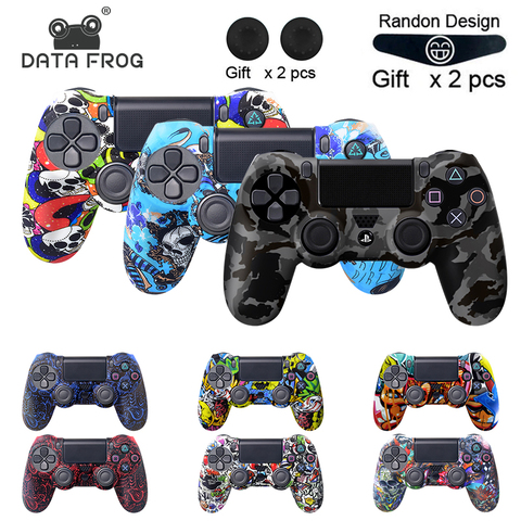 Data Frog Silicone Case For Playstation 4/PS4 Pro/PS4 Slim Controller Gamepad Case for PS4  joystick Silicone Caps Accessories ► Photo 1/6