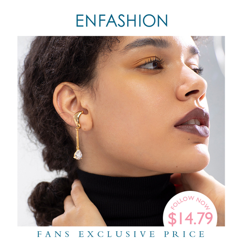 ENFASHION Asymmetric Water Droplets Crystal Ear Cuff Clip On Earrings For Women Gold Color Earcuff Earings Fashion Jewelry E1151 ► Photo 1/6