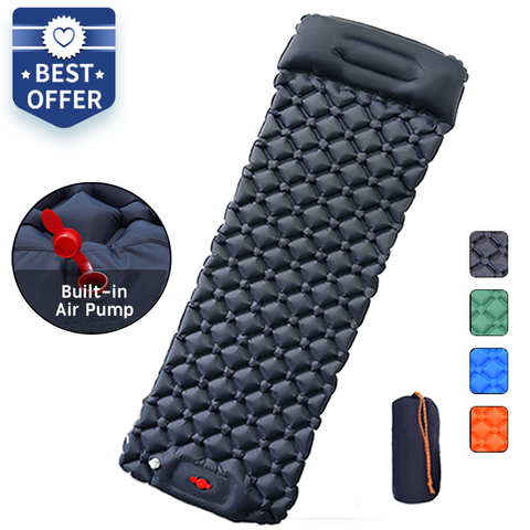 Hiking Sleeping Pad  Inflatable Mattress with Pillows Air Cushion Camping Bed Travel Mat Built-in Inflator Pump Outdoor ► Photo 1/6