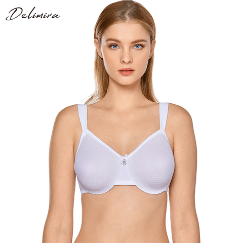 Delimira Women's Sheer Minimizer Bra Plus Size Support Underwired Everyday Bra ► Photo 1/6
